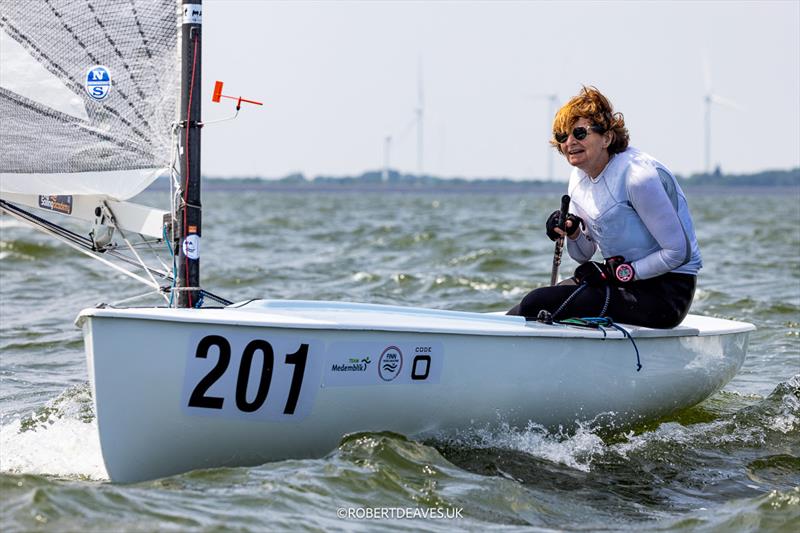 Maria Kuiper, NED -Finn World Masters in Medemblik - Day 3 photo copyright Robert Deaves taken at Regatta Center Medemblik and featuring the Finn class