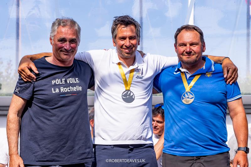 Top 3 overall 1 NED 842 Pieter-Jan POSTMA 2 FRA 75 Laurent HAŸ 3 UKR 8 Taras HAVRYSH - Finn World Masters in Medemblik - photo © Robert Deaves / www.robertdeaves.uk