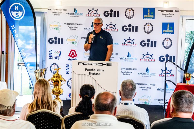 Seventieth Finn Gold Cup in Brisbane - IFA President Rob McMillan photo copyright Robert Deaves / www.robertdeaves.uk taken at Royal Queensland Yacht Squadron and featuring the Finn class