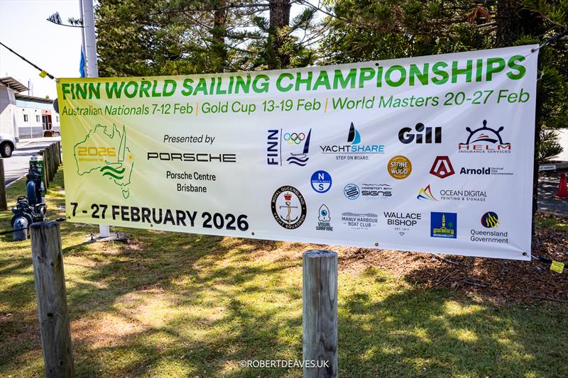 Seventieth Finn Gold Cup in Brisbane event banner at the Royal Queensland Yacht Squadron photo copyright Robert Deaves / www.robertdeaves.uk taken at Royal Queensland Yacht Squadron and featuring the Finn class
