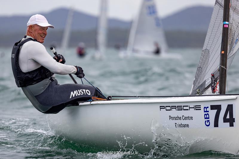 Lawrence Crispin, GBR - 2026 Finn World Masters day 2 photo copyright Robert Deaves / www.robertdeaves.uk taken at Royal Queensland Yacht Squadron and featuring the Finn class