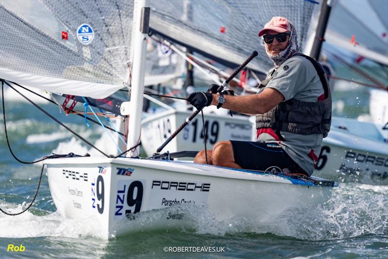 Rob Coutts (NZL) - Finn Gold Cup & Finn Masters World Championship - Brisbane - February 2026 photo copyright Robert Deaves / Finn Class taken at Royal Queensland Yacht Squadron and featuring the Finn class
