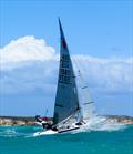 Tom Gordon & Jack Fletcher negotiating the swell during the Fireball Australian Championship © Michelle Thompson