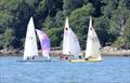 The battle of the Fireballs! The three crews were in close competition throughout Kippford Week 2022; Jack Jardine and James Kelly lead James Bishop and Alex Lammie followed by Ellie Rowand and Lilli Bell © Becky Davison