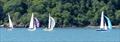 three Fireballs on your tail! Katie Bishop and Nicola McColm (RS400) lead the Fireballs of Jack Jardine and James Kelly ahead of Ellie Rowand and Lilli Bell, James Bishop and Alex Lammie in pursuit during Kippford Week 2022 © Becky Davison
