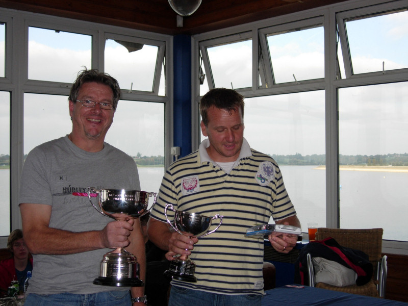 Simon Hextall (left) and Richard Mason (right) win the Fireball Inlands at Draycote photo copyright Tim Saunders taken at Draycote Water Sailing Club and featuring the Fireball class