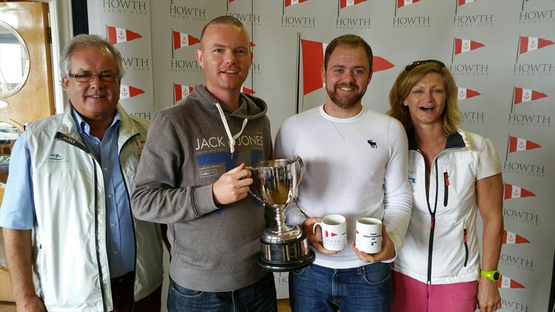 Berchman Gannon, Conor Byrne (2nd Helm), Teddy Byrne (unused crew for Sunday), Marie Barry, Class Chairman at the Irish Fireball Nationals photo copyright Cormac Bradley taken at Howth Yacht Club and featuring the Fireball class