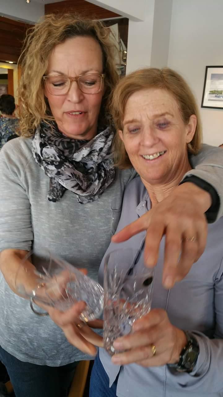 Hermine O'Keefe & Louise McKenna celebrate a podium place in Series 2 of the Dun Laoghaire Frostbite Series photo copyright Frank Miller taken at Dun Laoghaire Motor Yacht Club and featuring the Fireball class