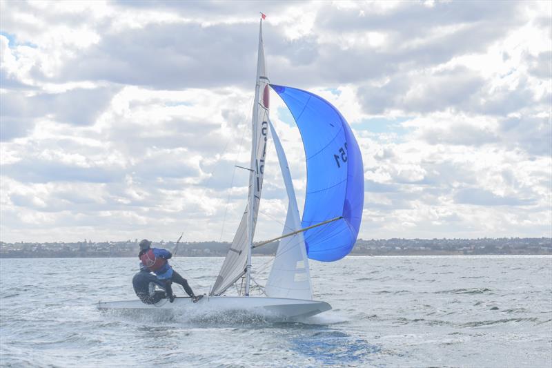 Plenty of action today at the 2019 Australian Fireball Nationals photo copyright Harry Fisher taken at Royal Geelong Yacht Club and featuring the Fireball class
