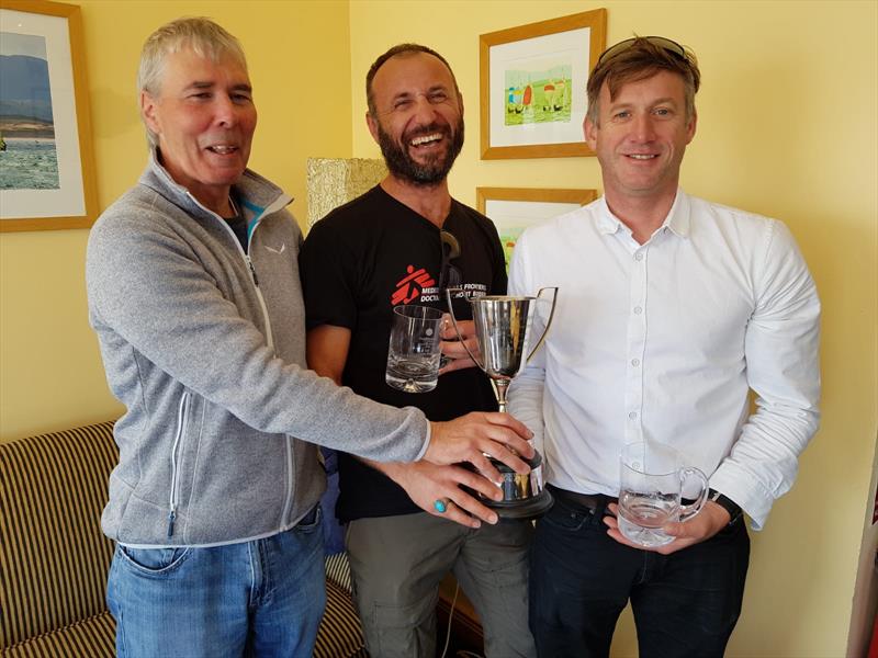 (l-r) Neil Cramer (Class Chairman) with Ismail Inan and Noel Butler, 2019 Fireball Ulsters Champions photo copyright Frank Miller taken at Newtownards Sailing Club and featuring the Fireball class
