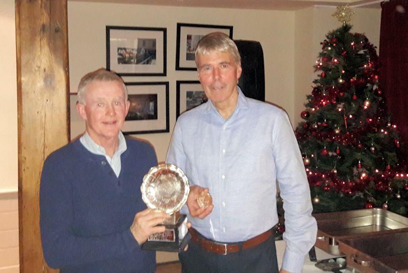 Niall McGrotty (L) and Neil Cramer (Skerries) with the Travellers' Trophy at the Irish Fireball Class Prize Giving - photo © Cormac Bradley