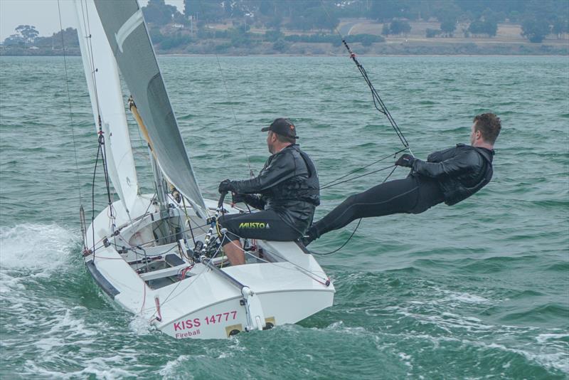 Daniel Rantanen and Chris Derrick won race 3 in the Australian Fireball Nationals photo copyright Jordan Roberts taken at Royal Geelong Yacht Club and featuring the Fireball class