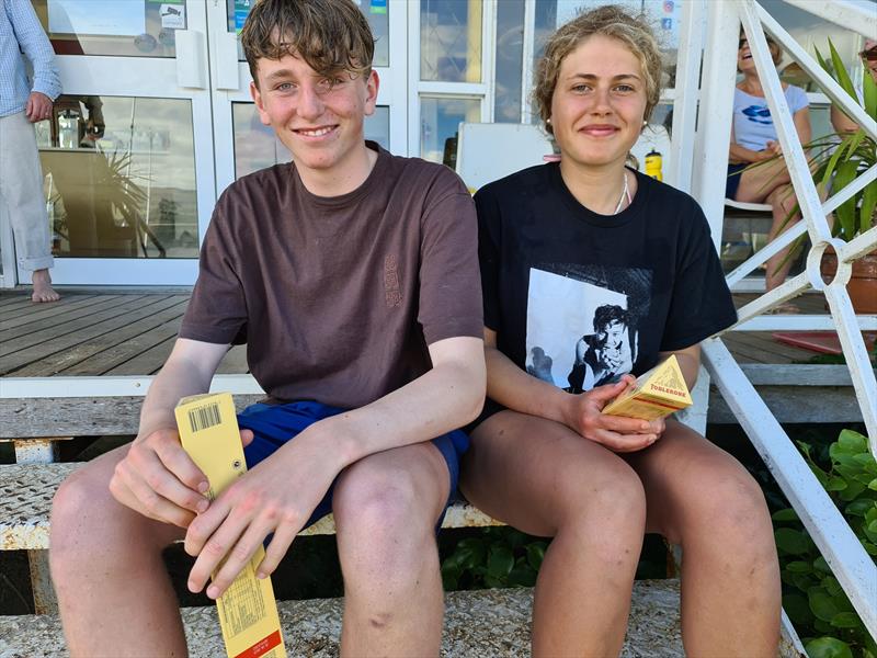 Max Cully and Lisa Flynn win the junior team prize in the Fireball Leinsters at Blessington Sailing Club photo copyright Frank Miller taken at Blessington Sailing Club and featuring the Fireball class