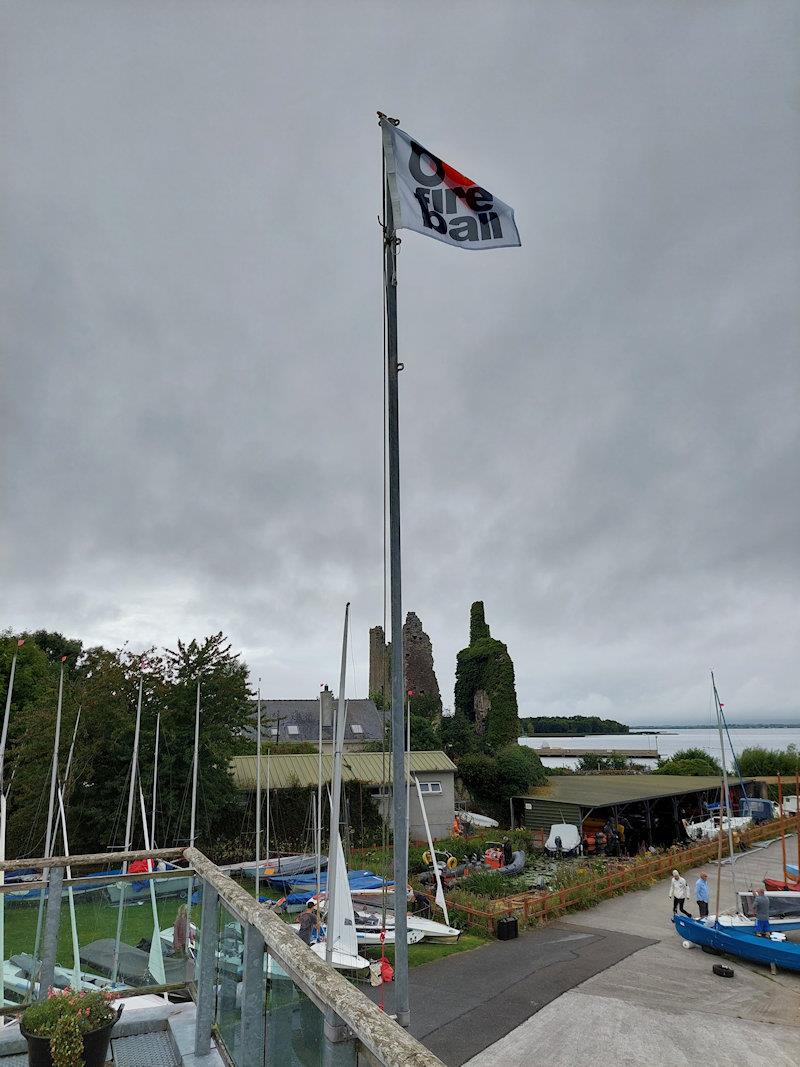 The 60th Anniversary Fireball Flag flies over Lough Derg this morning - maybe not so healthily as we might like, but at least it's flying photo copyright Cormac Bradley taken at Lough Derg Yacht Club and featuring the Fireball class