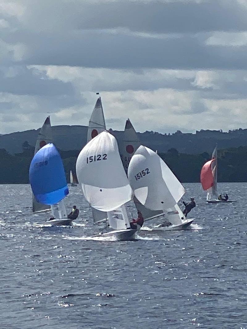 Tom Gillard leads the fleet home in Race 4, MacFarlane and Kubovy follow on day 3 of the Gul Fireball World Championship at Lough Derg photo copyright Con Murphy taken at Lough Derg Yacht Club and featuring the Fireball class