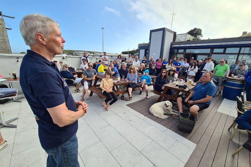 Neil Cramer speaking at the prize-giving - Fireball Irish National Championship at Waterford Harbour photo copyright Frank Miller taken at Waterford Harbour Sailing Club and featuring the Fireball class