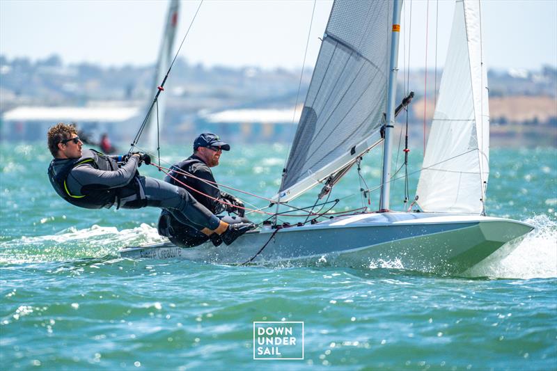 Ben Knoop and James Belton sailing Fierce Creature - Fireball Worlds at Geelong day 4 photo copyright Alex Dare, Down Under Sail taken at Royal Geelong Yacht Club and featuring the Fireball class