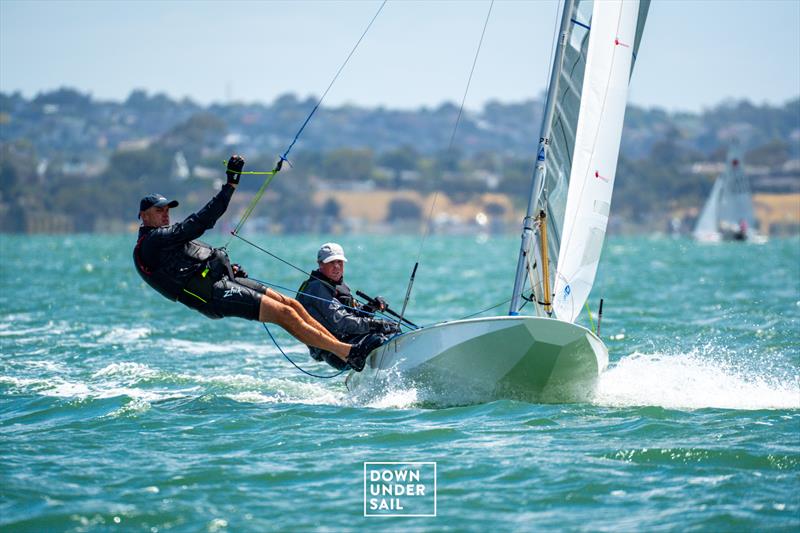 Brendan Garner and Ben O'Brien - 3rd - Fireball Worlds at Geelong day 6 photo copyright Alex Dare, Down Under Sail taken at Royal Geelong Yacht Club and featuring the Fireball class