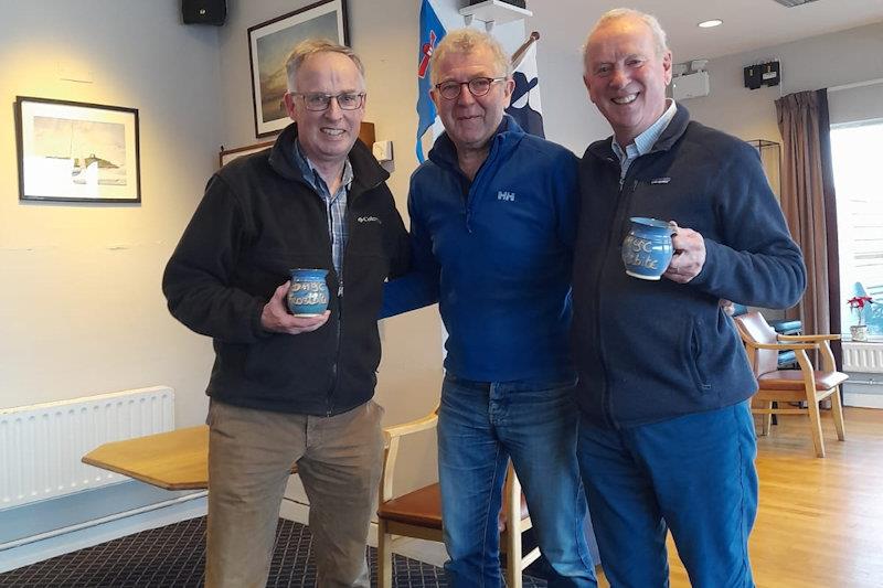 Owen Sinnott and Grattan Donnelly with their Viking Marine Frostbite Series mug for 18th February, presented by Neil Colin photo copyright Paul ter Horst taken at Dun Laoghaire Motor Yacht Club and featuring the Fireball class