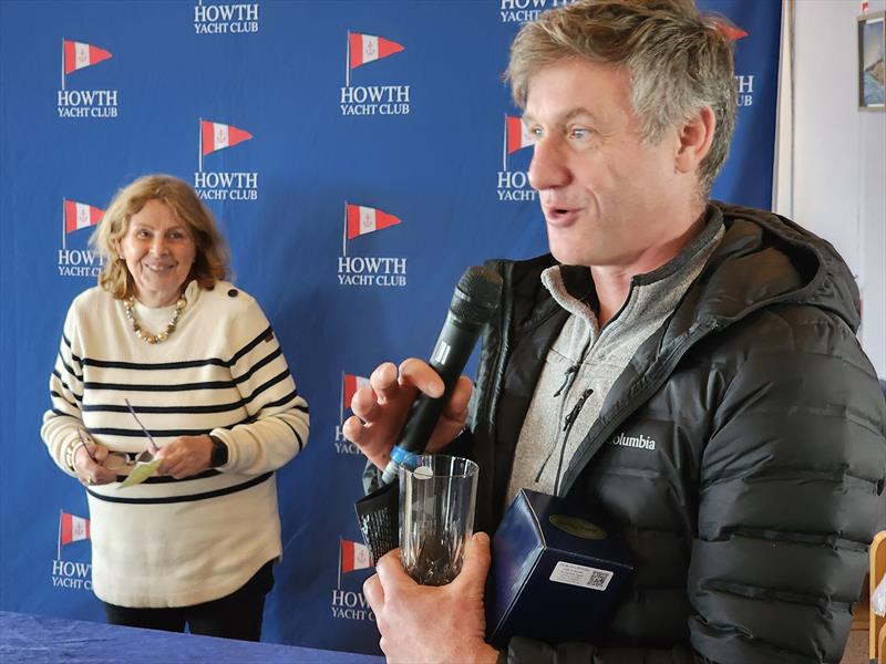 Irish Fireball End of Season Championship at Howth - Winning helm Noel Butler and event organiser Jill Sommerville photo copyright Frank Miller taken at Howth Yacht Club and featuring the Fireball class