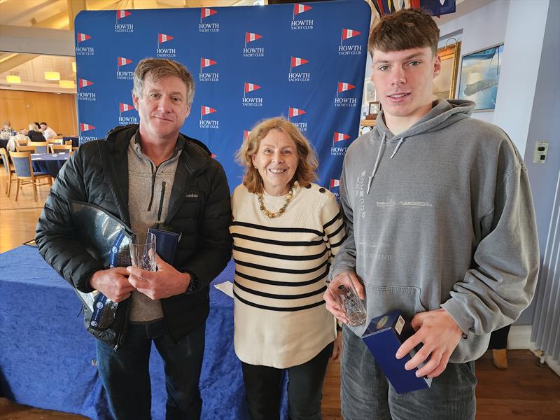 Irish Fireball End of Season Championship at Howth - Noel Butler & Mark Greer with Jill Sommerville event organiser - photo © Frank Miller