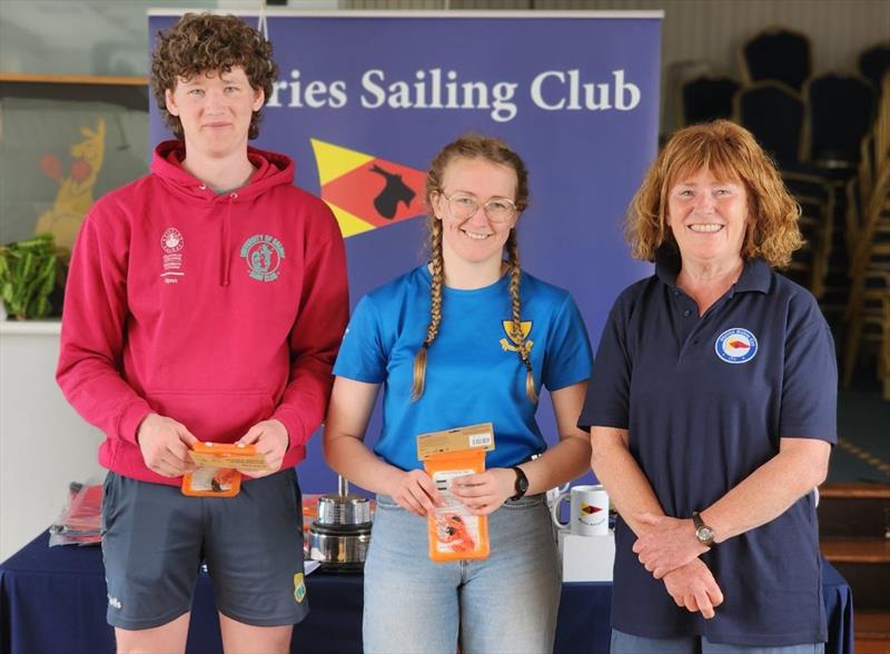 Daithi Murphy and Rachel Deasy, 3rd in the silver fleet, with Berney Grogan sailing secretary Skerries SC, in the Fireball Leinster Championship at Skerries photo copyright Frank Miller taken at Skerries Sailing Club and featuring the Fireball class