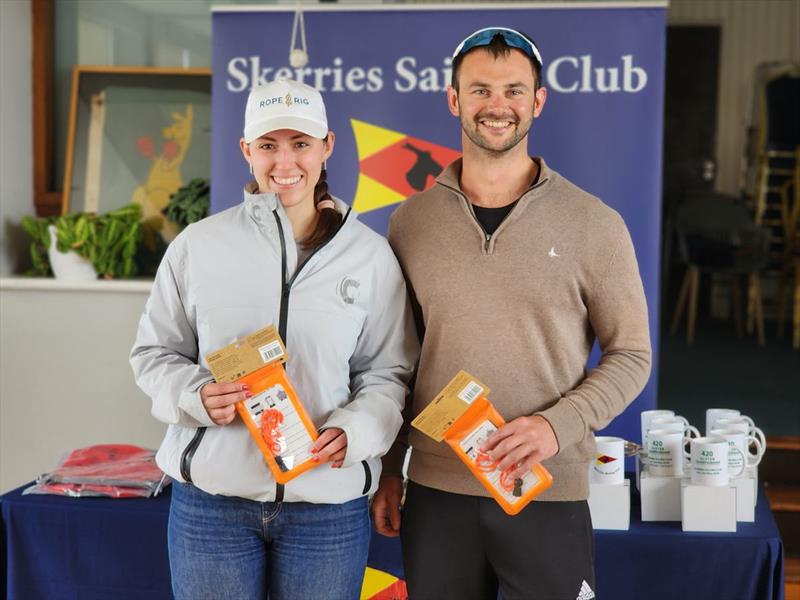 Cara McDowell and Josh Porter finish 3rd in the Fireball Leinster Championship at Skerries photo copyright Frank Miller taken at Skerries Sailing Club and featuring the Fireball class