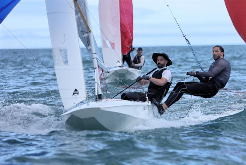Ed Butler and Quinten Lauwers on Day 4 of the 2026 Fireball World Championship at the Royal Torbay Yacht Club - photo © Mark Jardine