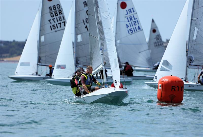 DJ Edwards and Vyv Townend rounding the windward mark on Day 5 of the 2026 Fireball World Championship at the Royal Torbay Yacht Club - photo © Mark Jardine