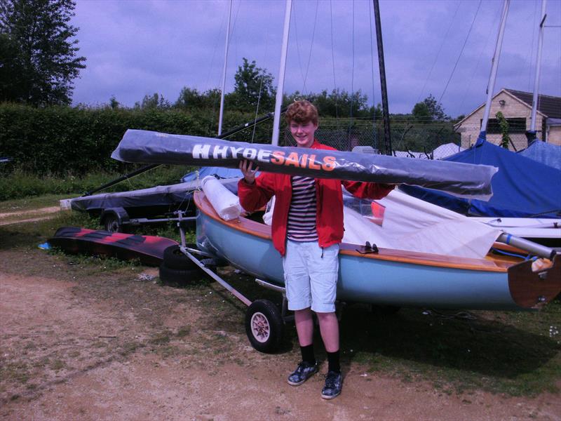 Alexander Baxter with his brand new set of Firefly racing sails  photo copyright Tony Thresher taken at West Oxfordshire Sailing Club and featuring the Firefly class