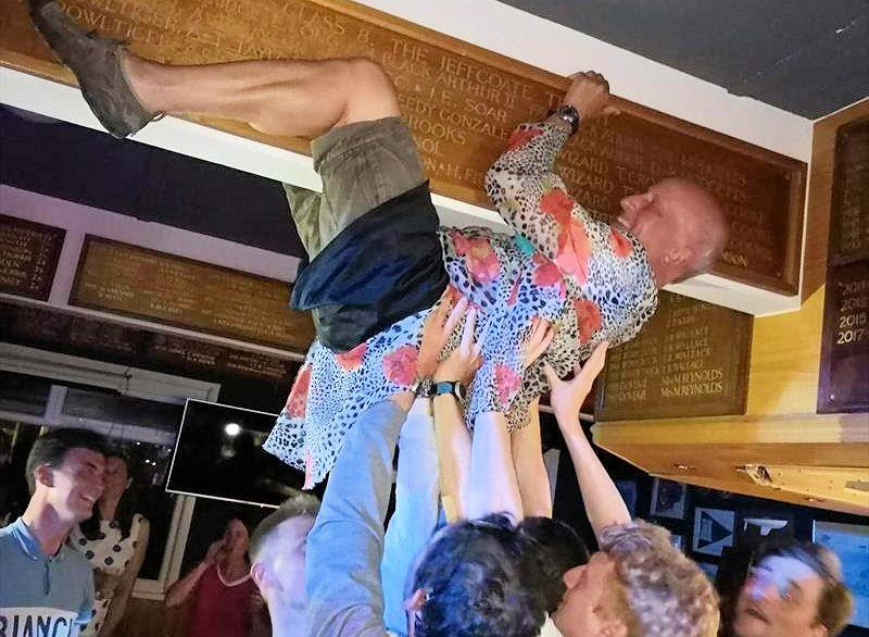 Inspecting the ceiling is a typical post-race activity at Firefly events, even for the National Champion photo copyright Frances Daviso taken at Lyme Regis Sailing Club and featuring the Firefly class