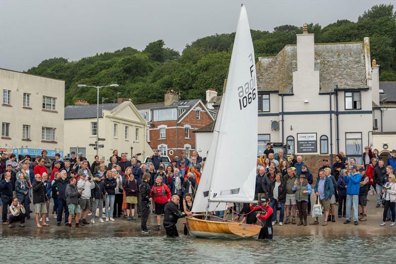 Boat Building Academy students launch their boats in Lyme Regis photo copyright BBA taken at Lyme Regis Sailing Club and featuring the Firefly class