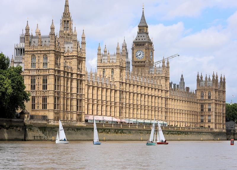 Tideway Dinghy Derby - Fireflys 4500, 3820, 2025 and 3625 in front of the Houses of Parliament - photo © Mark Jardine