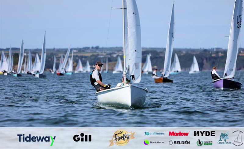 Approaching the windward mark on Day 2 of the 80th Anniversary Firefly Nationals at Tenby - photo © Mark Jardine