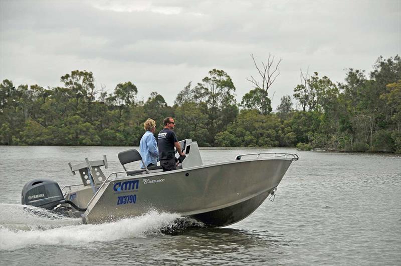 Stephen Roberts was rapt to be welcomed aboard by AMM's Matthew Thomas, for the first sea trials on Stephen's Sea Class 4900 centre console photo copyright John Daffy taken at  and featuring the Fishing boat class