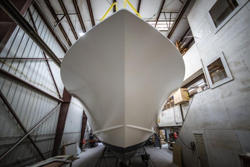 Bayliss 75' is in final primer! photo copyright Bayliss Boatworks taken at  and featuring the Fishing boat class