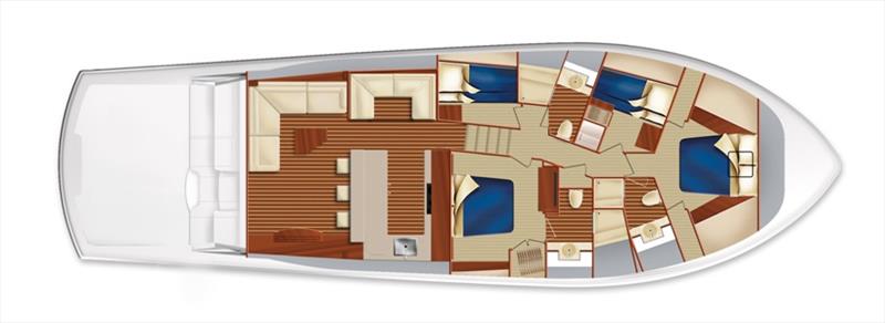 GT65 Carolina - Lower Deck Arrangement photo copyright Hatteras Yachts taken at  and featuring the Fishing boat class