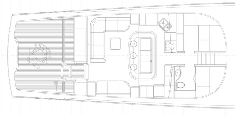 The general arrangement of Bayliss 75's salon, galley, and cockpit - photo © John Bayliss