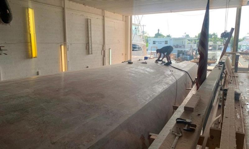 82' S/F - Hull # 7 construction - photo © Michael Rybovich & Sons