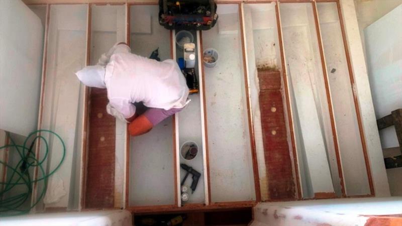 Hull #7 Sea chest installation-Glenn photo copyright Michael Rybovich & Sons taken at  and featuring the Fishing boat class