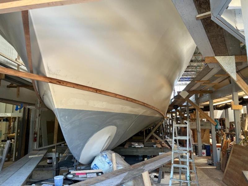 Hull #7 Spray rail installation photo copyright Michael Rybovich & Sons taken at  and featuring the Fishing boat class