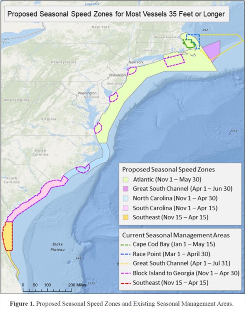 Proposed seasonal speed zones and existing seasonal management areas