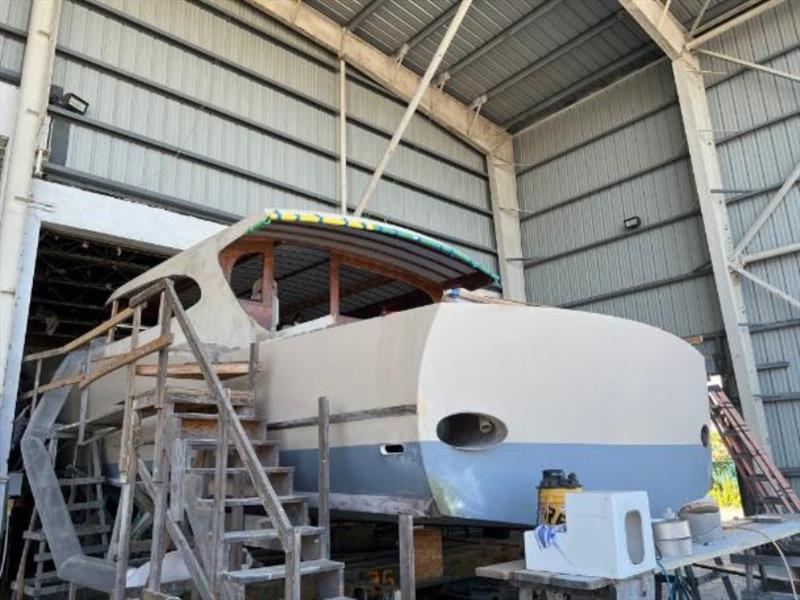 Hull #8 - Holes in transom - photo © Michael Rybovich & Sons