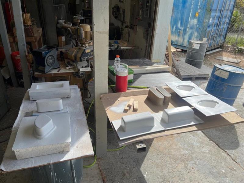 Hull #8 - Scupper box molds and parts - photo © Michael Rybovich & Sons