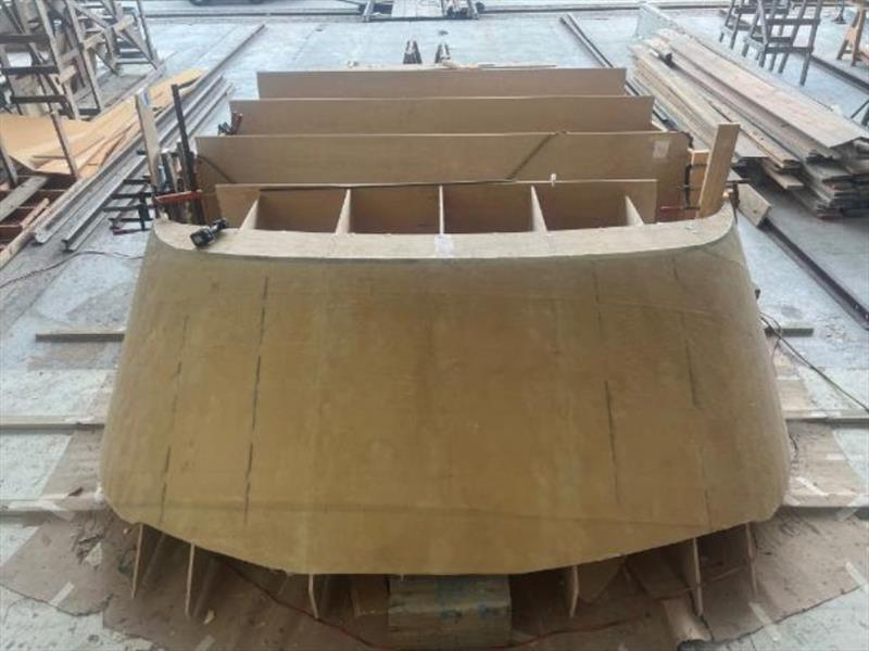 Hull #8 - Glassing bridge front - photo © Michael Rybovich & Sons