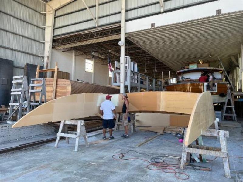 Hull #8 - Marcos and Flipper inside bridge fairing - photo © Michael Rybovich & Sons