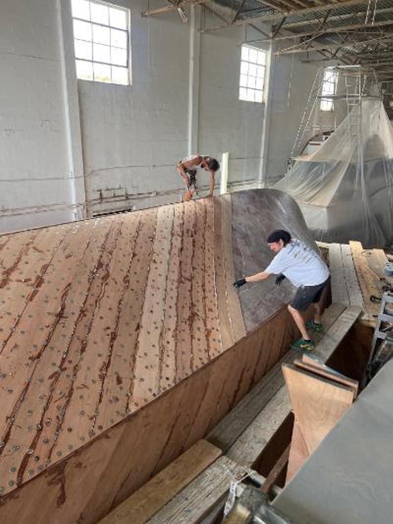 Hull #9 - Daniel and Flipper on 3rd bottom layer - photo © Michael Rybovich & Sons
