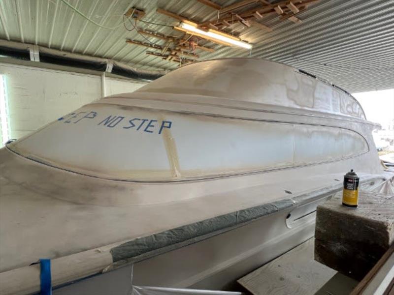 Hull #7 - Deckhouse priming - photo © Michael Rybovich & Sons