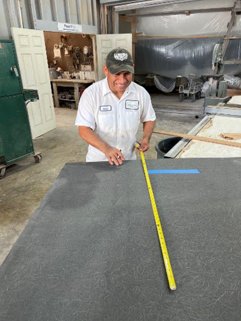 Hull #8 - Marcos cutting mezzanine Coosa - photo © Michael Rybovich & Sons