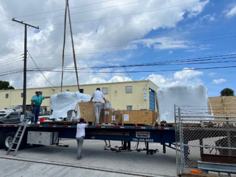 Hull #9 - Engine delivery - photo © Michael Rybovich & Sons